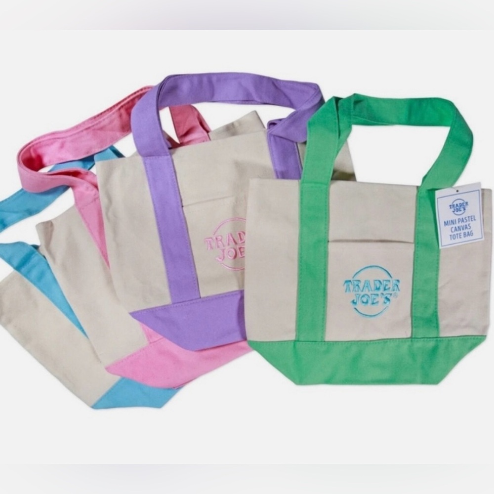 Pastel Canvas Tote Bag Set - all 4